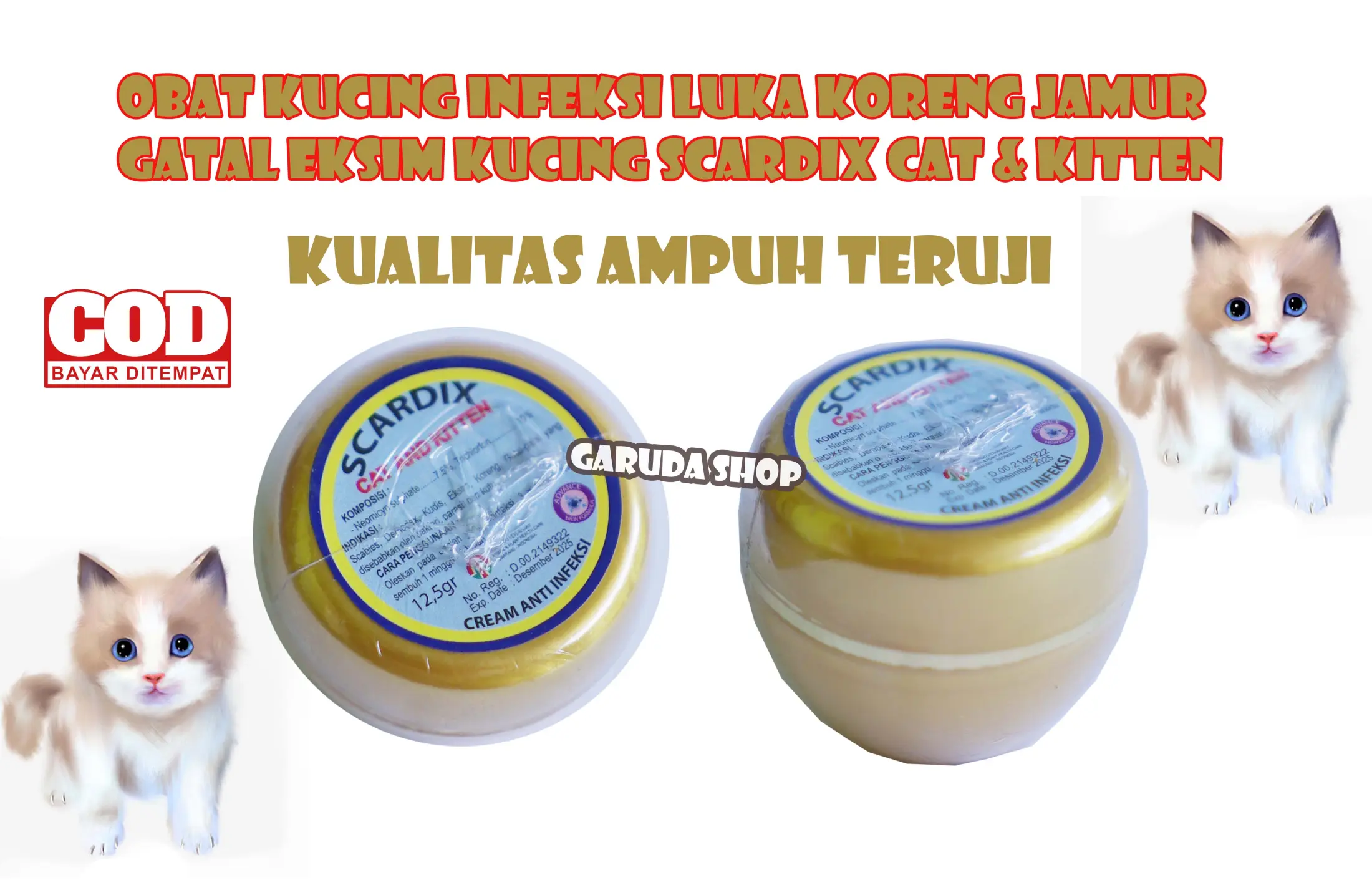 Mujarab Obat Kucing Infeksi Luka Koreng Jamur Gatal Eksim Kucing Scardix  Cat u0026 Kitten - Netto 12,5Gram