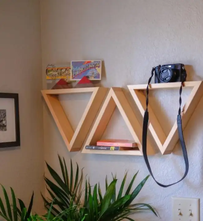 Rak Dinding Kayu Segitiga Rak Pajangan Melayang Hiasan Dinding Kayu Lazada Indonesia