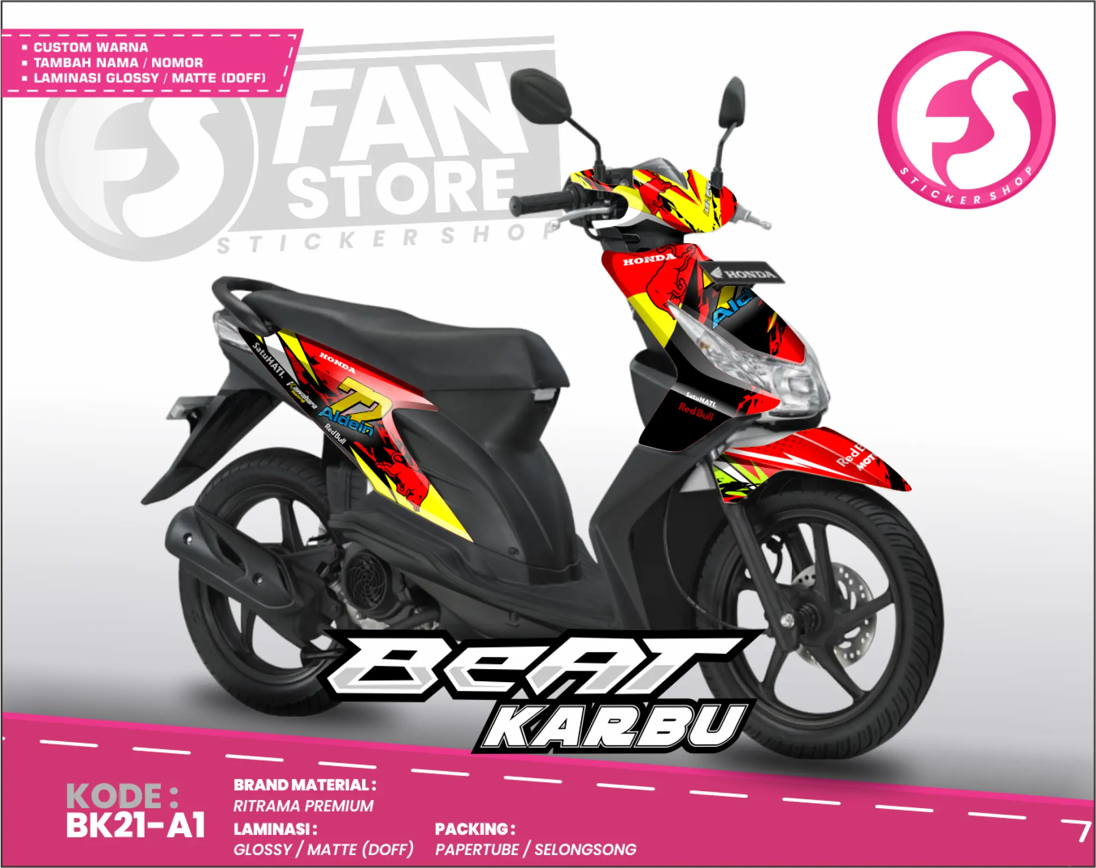 Decal Honda Beat Karbu Fullbody Sticker Decal Beat Karbu Kode BK Lazada Indonesia