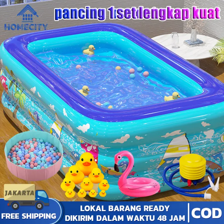 (COD)kolam renang anak free pomp / kolam renang anak 1 set pompa / Kolam Renang Karet Anak Dewasa Keluarga Ukuran 1.5 Sampai 2 Meter Jumbo Besar Mandi Bola Murah Inflatable Swimming Pool For Kids / kolam renang anak anak jumbo / kolam renang besar jumbo