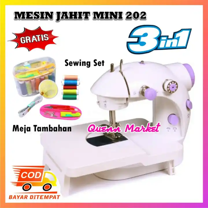 Paket Hemat 3 In 1 Mesin Jahit Mini Portable 202 Meja Tambahan Set Alat Jahit Mini Warna Acak Lazada Indonesia