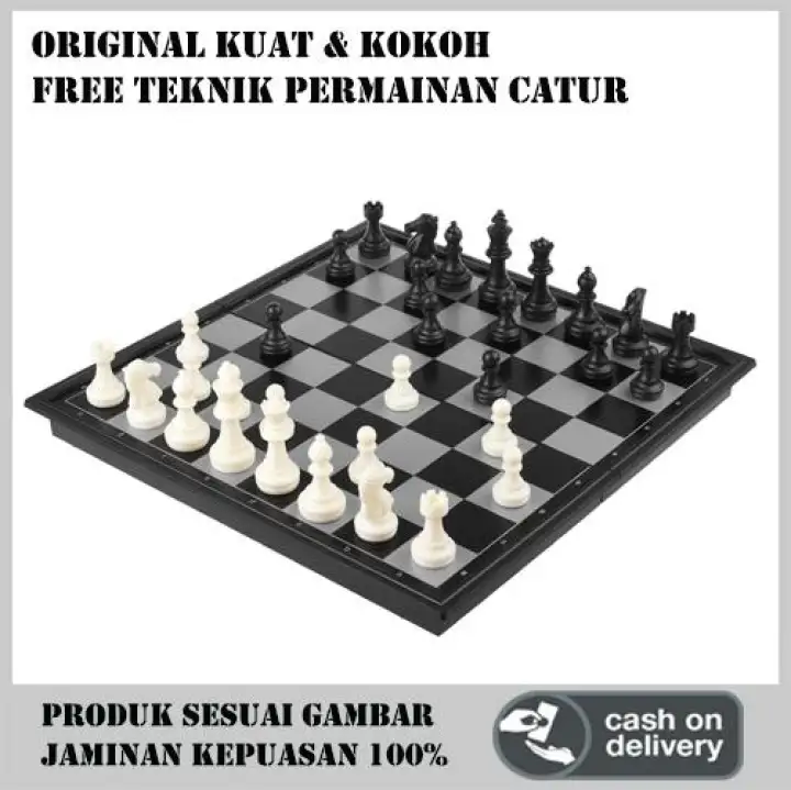 Papan Catur Kayu Original Free Teknik Permainan Kertas Mainan Catur Hitam Putih Original Bahan Berkualitas Kokoh Kuat High Quality Lazada Indonesia