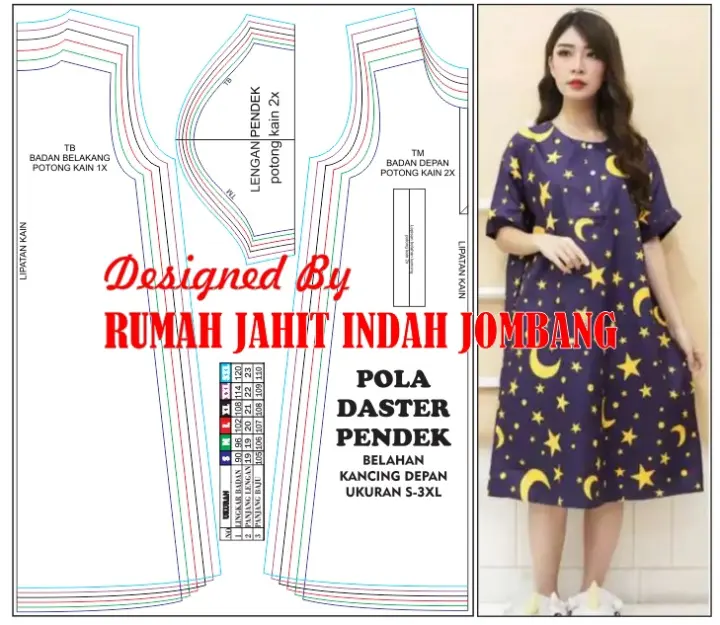 Pola Jiplak Pola Instan Pola Baju Pola Daster Dewasa Lengan Pendek Lazada Indonesia