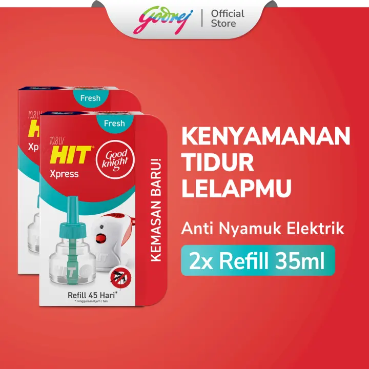 [Paket isi 2] HIT Elektrik GoodKnight Xpress Refill Fresh 45H - Isi Ulang Obat Nyamuk Good Knight