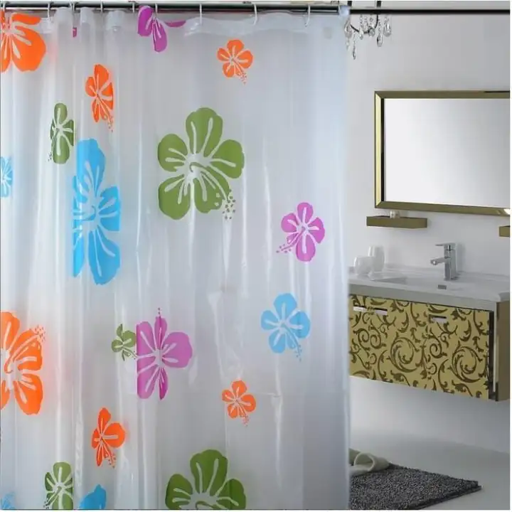 Tirai Kamar Mandi Anti Air Gorden Shower Curtain Bathroom Waterproof Bunga Ungu Sedia Gorden Jendela Pintu