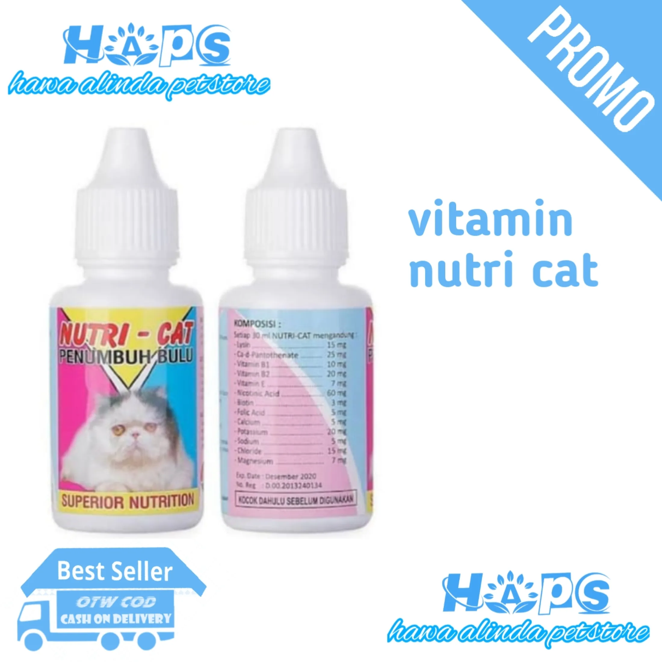 vitamin penumbuh bulu kucing Nutri Cat isi 30 ml daily use 