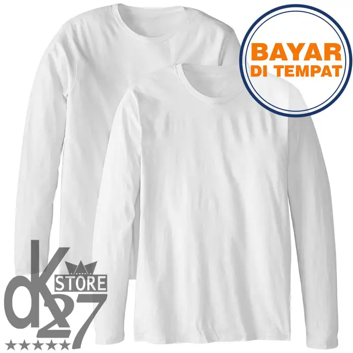 DK Kaos Polos T-Shirt O-Neck Lengan Panjang - Putih / White 1pcs