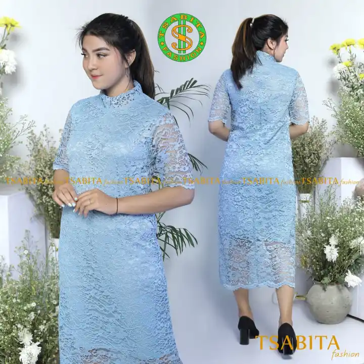 Kebaya Silvana Wanita Pesta Party Brukat Lengan Pendek Kebaya Dress Baby Blue Dan Warna Lainnya Lazada Indonesia