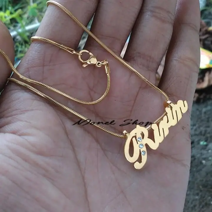 Kalung Ukir Nama Lapis Emas Permata Perhiasan Custom Nama Lazada Indonesia