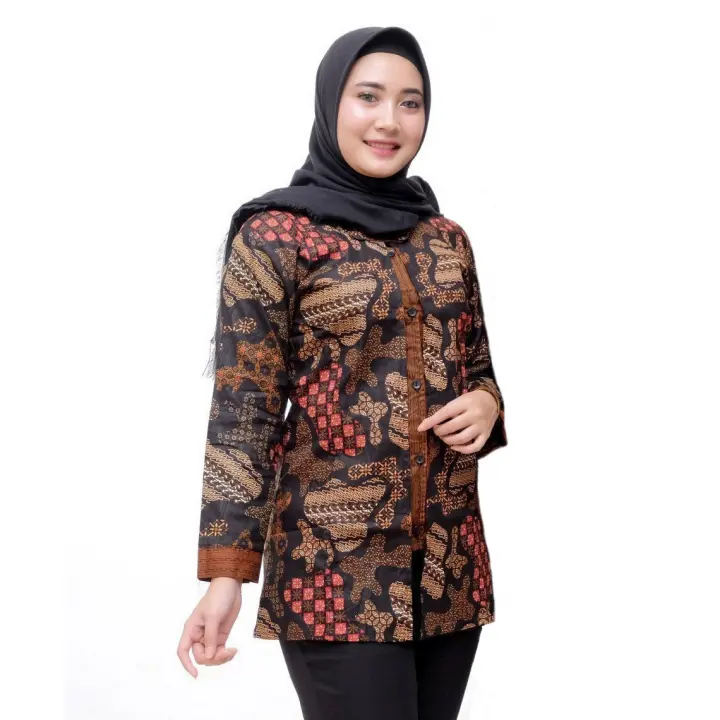 Baju Batik Terbaru 2021 Wanita Berhijab Sekarjagad Lengan Panjang Lazada Indonesia