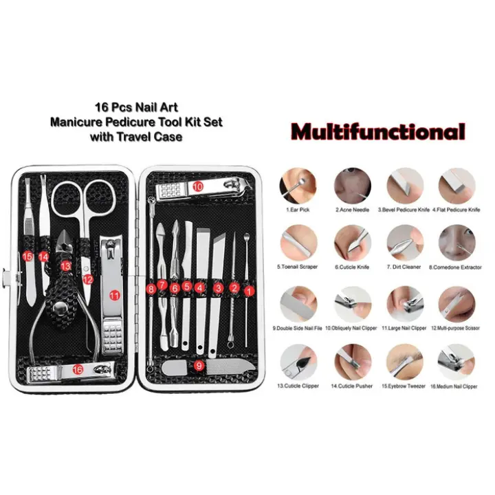 Nail Art Set 16 In 1 Alat Manicure Pedicure Perawatan Kecantikan Kuku Sale Lazada Indonesia