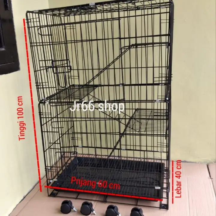 Kandang Kucing Besar 3 Tingkat Dapat Di Lipat Ukuran 60X40X100 