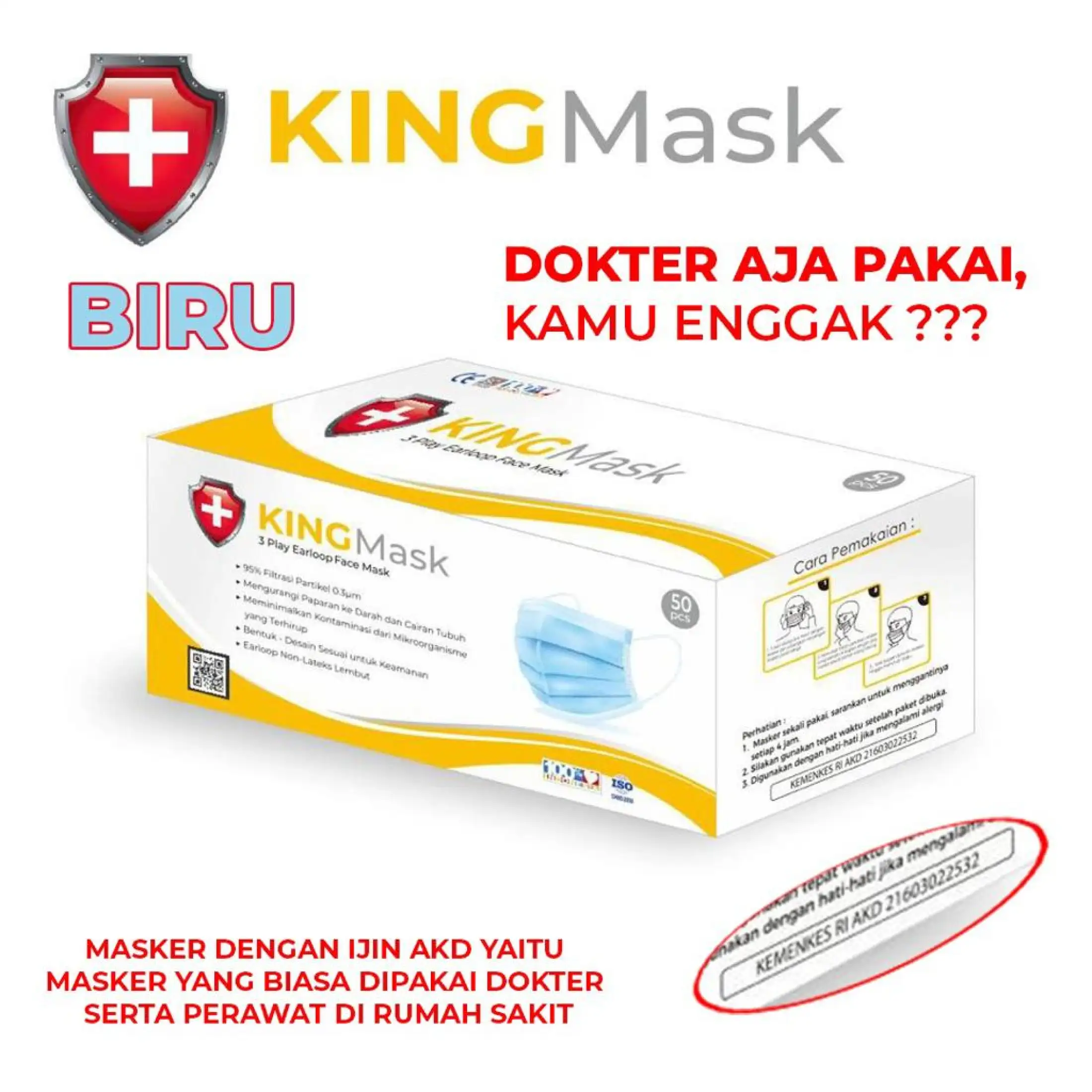 King Mask Masker 3ply Isi 50pcs Masker Mulut 3 Lapis Masker Wajah Earloop Masker Premium Disposable Face Mask Earloop Masker Premium Ada Kemenkes Lazada Indonesia