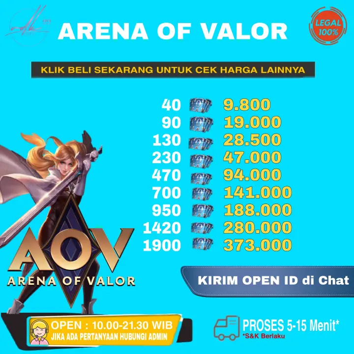 Voucher Arena Of Valor Garena Aov Voucher Aov Murah Lazada Indonesia