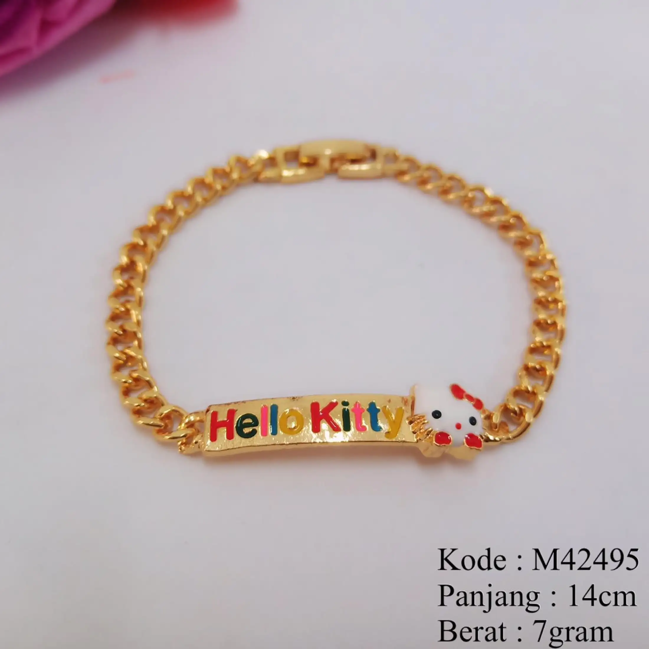 Gelang Tangan Rantai Anak Cantik Hello Kitty Lapis Emas Cantik Fashion Anak Tiara Fashion Jewelry M42495 Lazada Indonesia