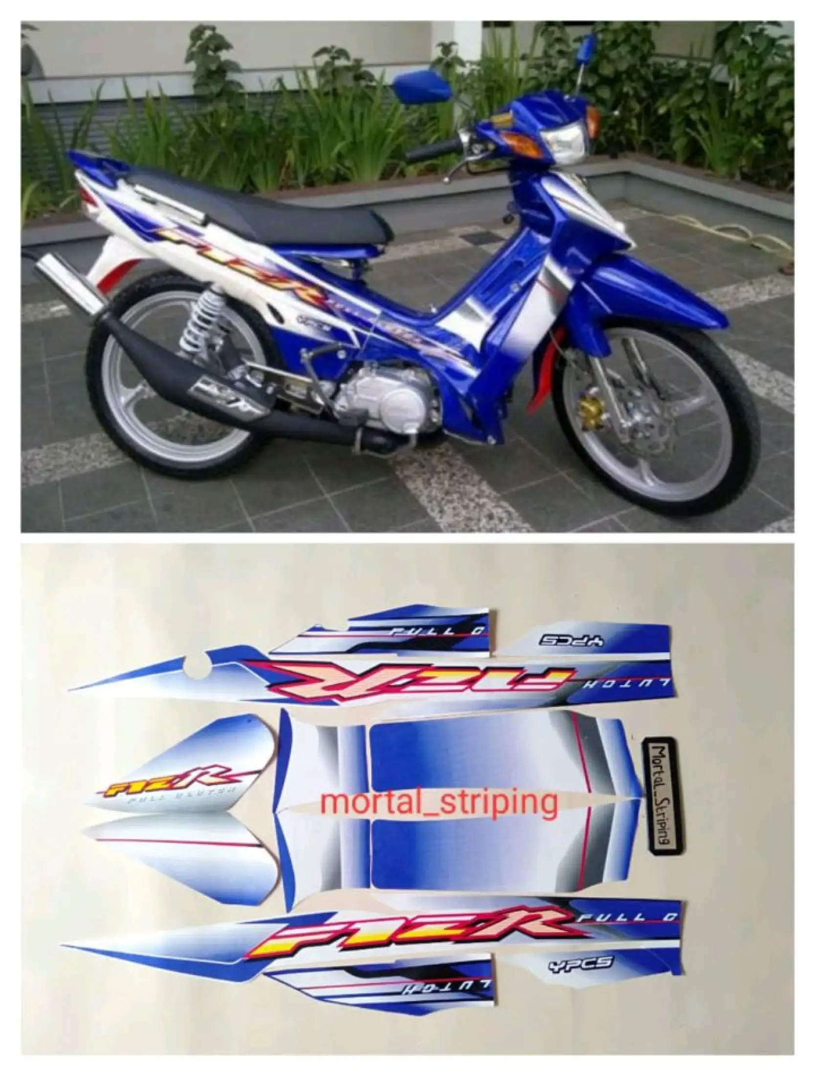 STIKER STICKER MOTOR STRIPING MOTOR LIS BODY MOTOR F1ZR FIZ R 2003 2004 BIRU PUTIH STANDAR Lazada Indonesia