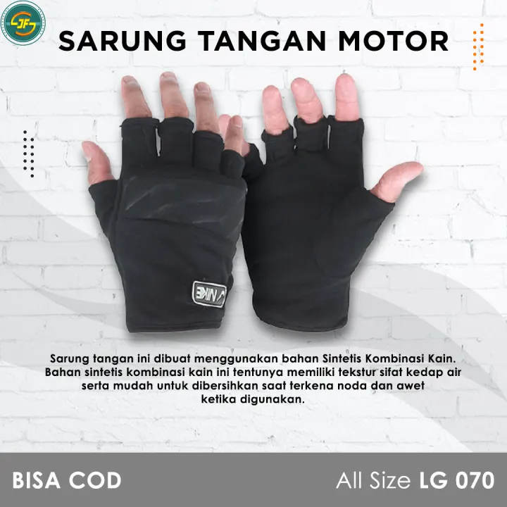 Sarung Tangan Motor Setengah Jari Pria Wanita Touring Cowok Laki Laki Keren Murah Bahan Sintetis Kombinasi Kain Hitam All Size Terbaru Lg 070 Lazada Indonesia