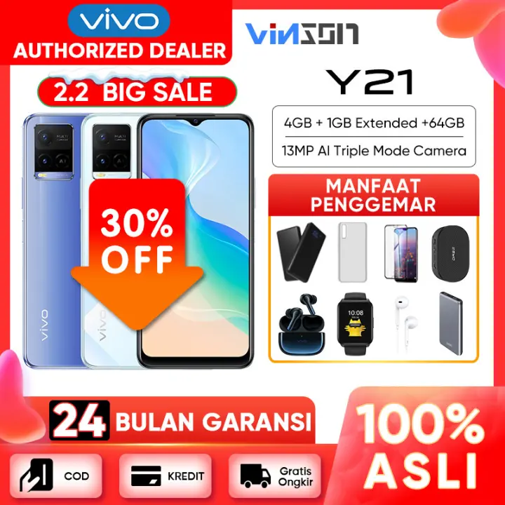 hp FHD VIVO Y21 RAM 4GB+1GB ROM 64GB Garansi Resmi Original Handphone murah promo 5000mah Bisa COD Gratis Ongkir Cicilan Kredit hp murah banget hp ...