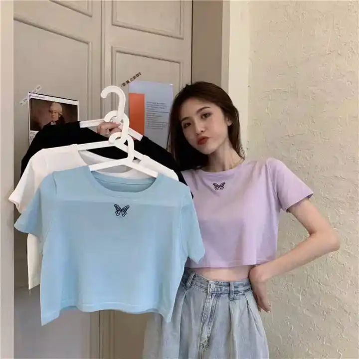 Hum Zec Kaos Crop Lengan Pendek Crop Yela Tshirt Tumblr Tee Oblong Atasan Wanita Lazada Indonesia