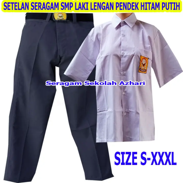 Setelan Smp Setelan Seragam Sekolah Hitam Putih Lengan Pendek Siswa Smp Lazada Indonesia