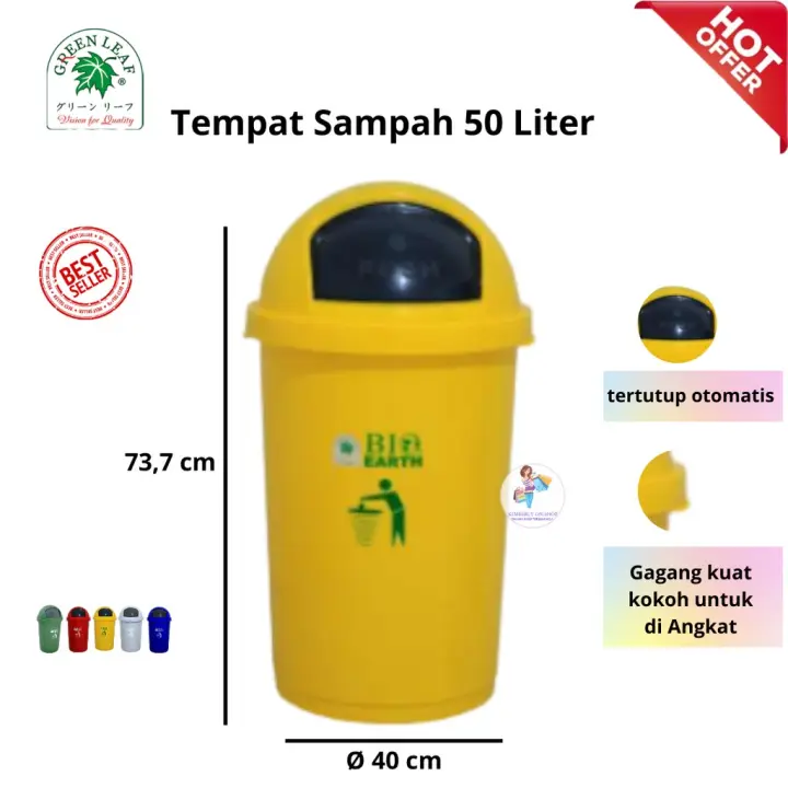 Tempat sampah BIO 50 liter green leaf 2150 abu-abu