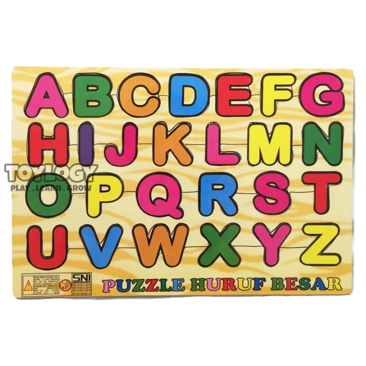 Mainan Edukasi Anak Puzzle Kayu Abjad Alphabet Huruf Besar Kapital Abc Wooden Huruf Abc Balok Huruf