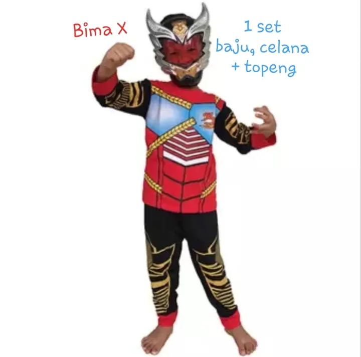1set Baju Topeng Baju Anak Kostum Topeng Superhero Bima X Satria Garuda Topeng Bima X Baju Dan Topeng Bima X Lazada Indonesia