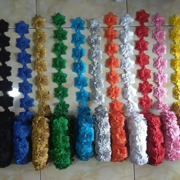 Renda Roll Bunga 3d Aplikasi Panjang 4 8meter Lebar Bunga 5cm Lazada Indonesia