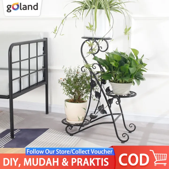 Goland Rak Bunga 3 Susun Rak Tanaman Rak Besi Standing Pot Rak Multifungsi Simple Three Layer Flower Rack Murah Indoor Outdoor Lazada Indonesia