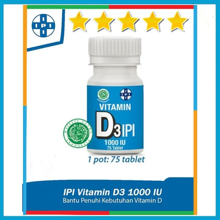 Vitamin IPI D3 1000 IU isi 75 Tablet Vitamin D3 1000 IU | Untuk Imun