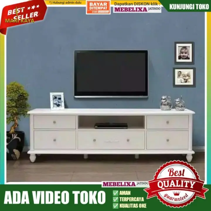 Bufet Meja Tv Minimalis Kayu Mahoni Buffet Tv Cat Duco Putih Penyimpanan Multifungsi Lazada Indonesia