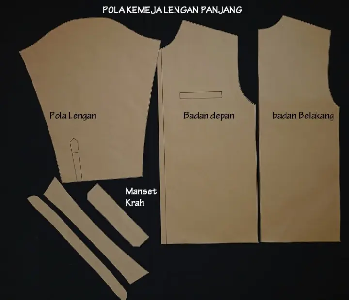 Pola Kemeja Pria Lengan Panjang Uk S M L Xl Xxl Lazada Indonesia