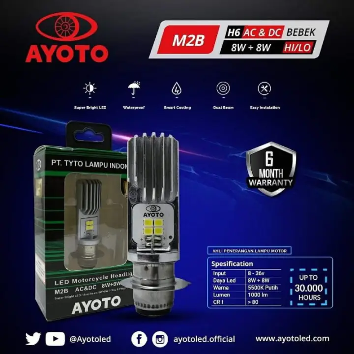 100 Ori Lampu Depan Led Ayoto Motor Bebek Matic Ac Dc Tinggal Pasang Beat Vario Mio Jupiter Dll Lazada Indonesia
