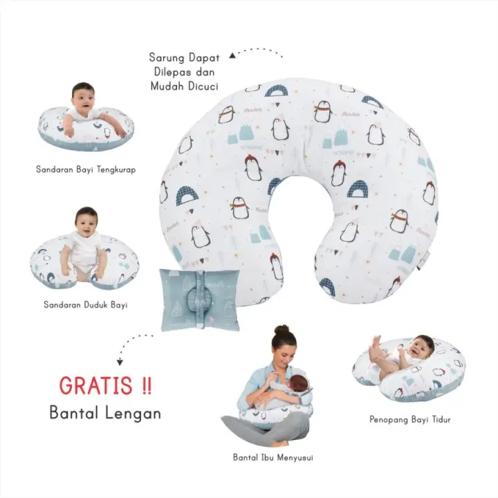 Omiland Nursing Pillow Bantal Menyusui Free Bantal Lengan Peang Penguin Series Ob08091 Lazada Indonesia