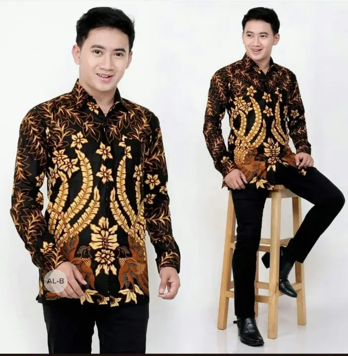 Baju Batik Pria Lengan Panjang Casual Modern Kemeja Batik Pria Lengan Panjang Kombinasi Baju Batik Lengan Panjang Pria Batik Pria Modern Azka Batik Lazada Indonesia