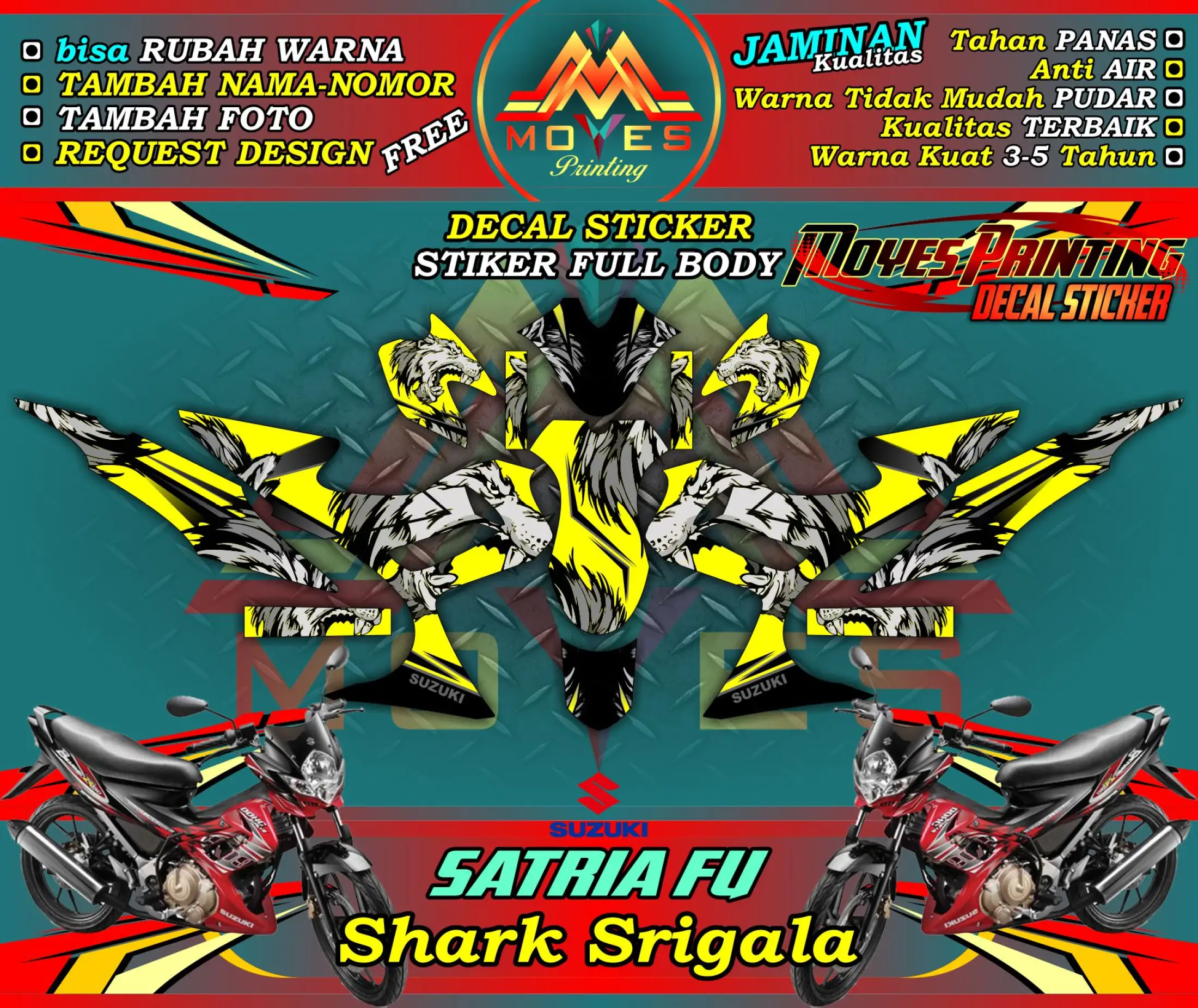 Stiker Satria Fu Srigala Decal Motor Satria Fu 150 Sticker Satria Fu Barong Shark Srigala Spec B Lazada Indonesia