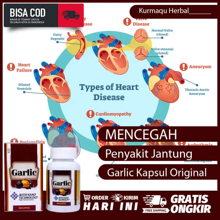 Obat Cara Mengatasi Penyakit Jantung Makanan Yang Baik Untuk Jantung Membersihkan Pembuluh Darah Menjaga Kesehatan Jantung Cara Mengatasi Serangan Jantung Serangan Jantung Ringan Cara Menyehatkan Jantung Garlic 100 Kapsul Original 100 Lazada Indonesia