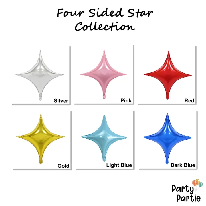 [Ecer] Balon Bintang 4 Sisi / Four Sided Star Shape Foil 20cm
