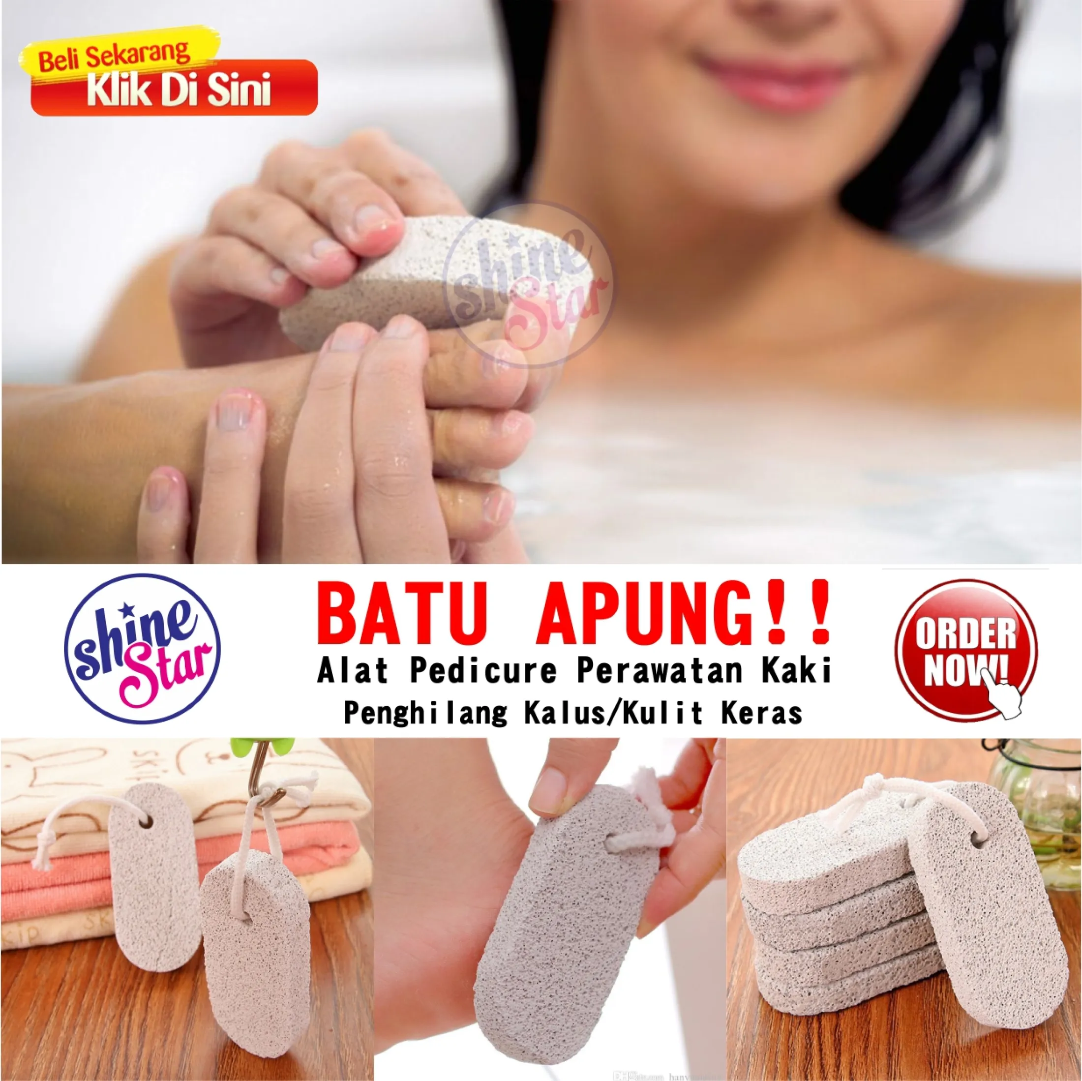 Shine Star 3 Pcs Batu Apung Untuk Kaki Penghilang Kulit Mati Dan Kaki Pecah Pecah Batu Gosok Kaki Remover Pedikur 51gr Lazada Indonesia