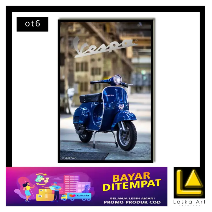 Hiasan Dinding Vespa Biru Ot6 20x30 Hiasan Dinding Vespa Klasik Hiasan Dinding Kamar Tidur Vespa Hiasan