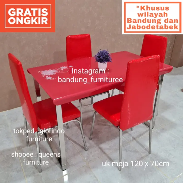 Meja Makan Kaca Tipe 12291 4 Kursi Makan Uk 120x70 Lazada Indonesia<script async src=