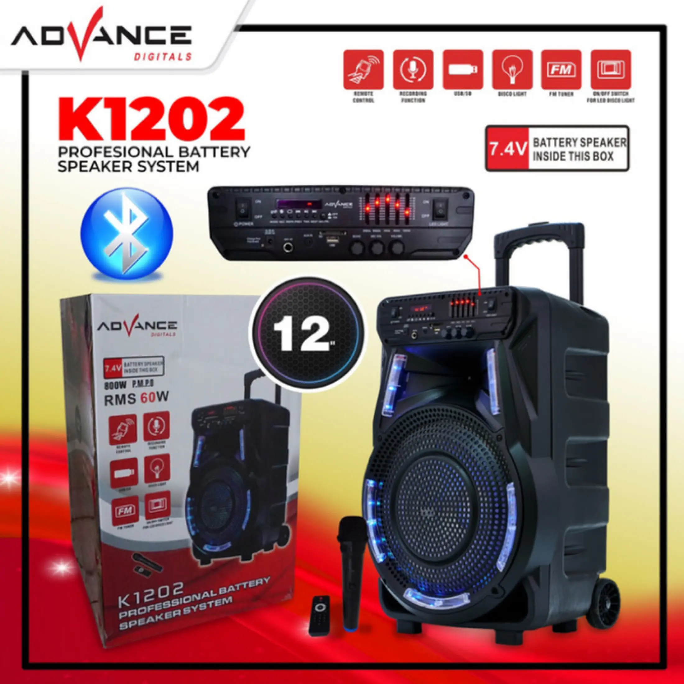 Advance Speaker Meeting Bluetooth Advance K 1202 Ukuran Jumbo Speaker 12 Inci Lazada Indonesia