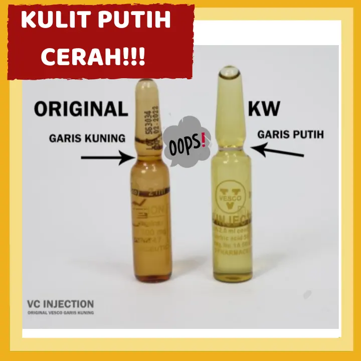 Original Vitamin C Injection Vesco Thailand Vit Injeksi Masker Suntik Pemutih Badan Wajah Pencerah Anti Aging Jerawat Kerutan Leher Ampul Garis Kuning Serum Wajah Pencerah Whitening Lazada Indonesia