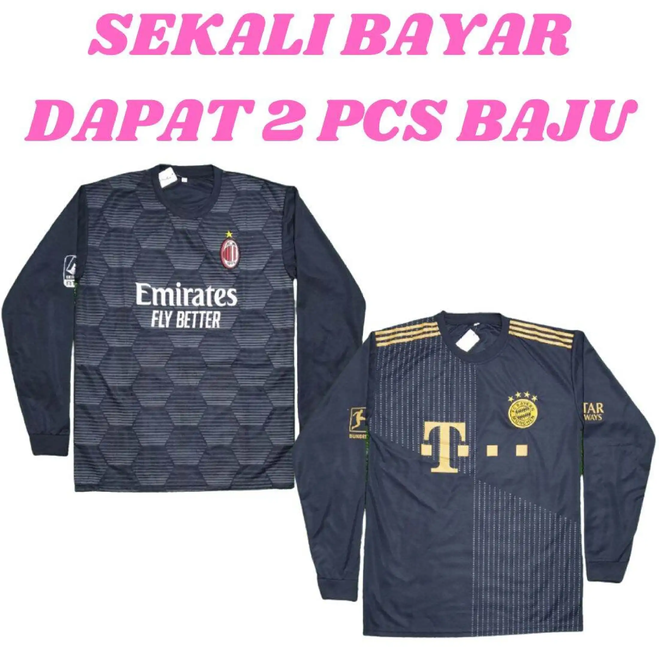 Baju Bola Lengan Panjang Ukuran L Jersey Bola Warna Hitam Ac Milan Vs Bayer Munchen Euy Lazada Indonesia