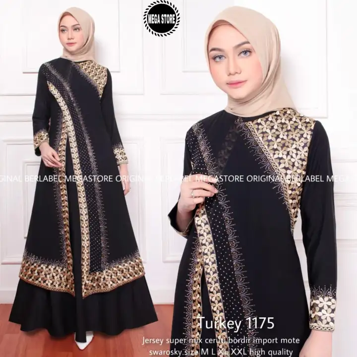 Gamis Arab Turkey Maxy Baju Gamis Turkey Wanita Terbaru 2021 Gamis Abaya Arab Hitam Polos Baju