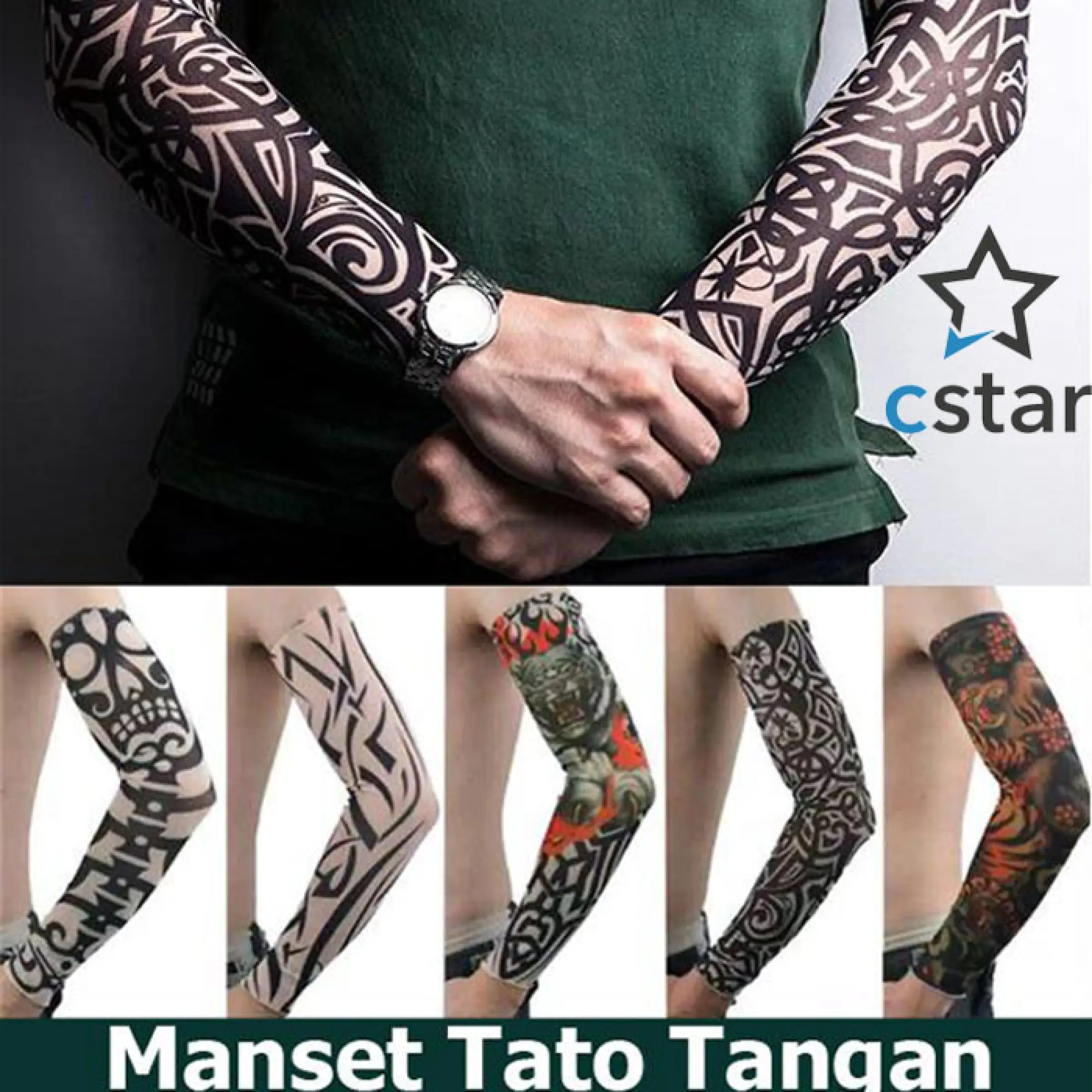 Manset Tato Tangan Sarung Tangan Tato Lengan Motif Beragam Lazada Indonesia