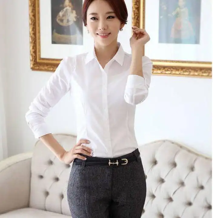 Bntg Baju Kemeja Putih Wanita Bahan Katun Strech Kemeja Kerja Wanita Terlaris Cod Lazada Indonesia