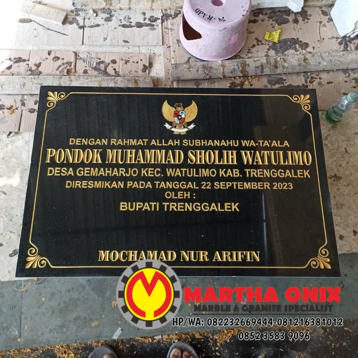 PRASASTI PERESMIAN PAHAT MARMER HITAM 60X90 CM
