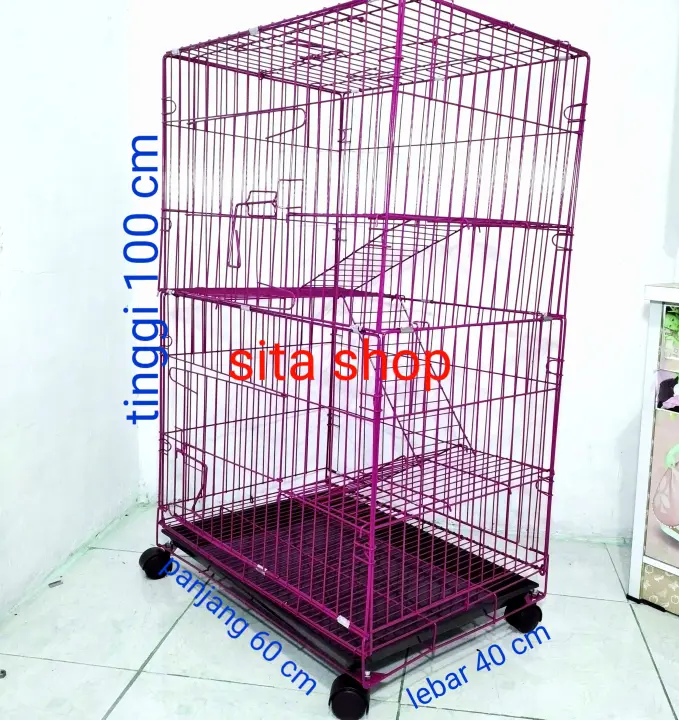 kandang kucing 3 tingkat size besar 60x40x100 cm