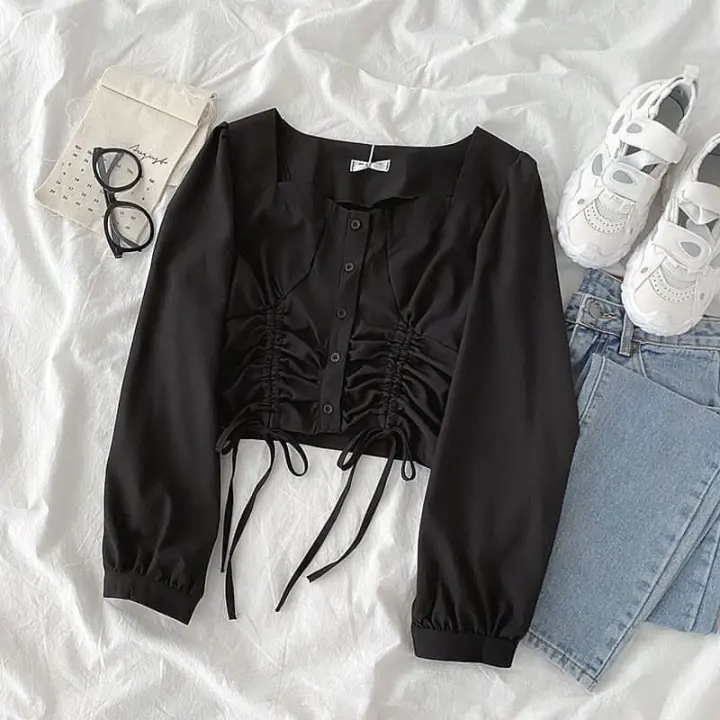 Fashion Baju Atasan Blouse Blus Tanpa Lengan Kv Wanita Perempuan Cewek Casual Kekinian Ala Korea Shopee Indonesia